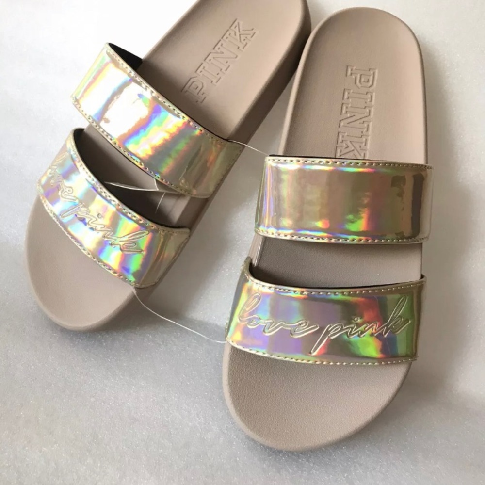 Victoria's Secret Iridescent Double Strap slides